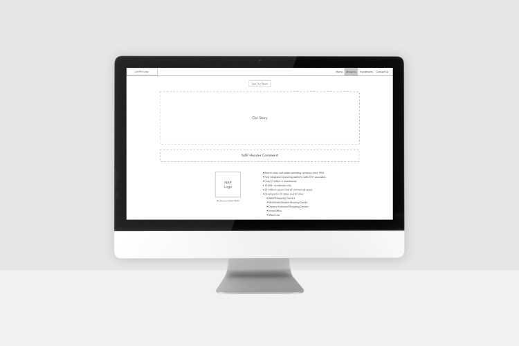 Mockup of website prototype on a computer screen.