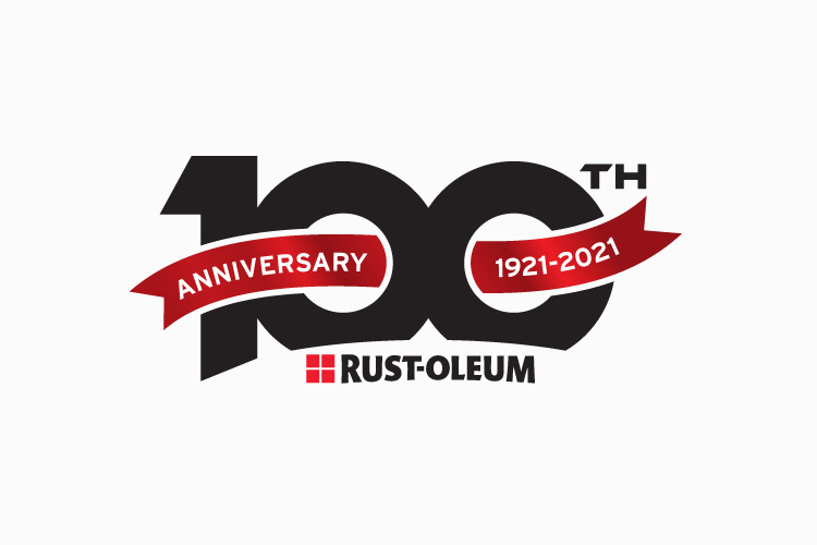 Rust-Oleum 100th Anniversary commemorative logo, one version of iterations in color.
